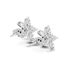 Round & Pear Shape 1.35 Ct Lab Grown Diamond 14k Solid White Gold Elegance New One Diamond Earrings - HIGHCARAT DIAMONDS