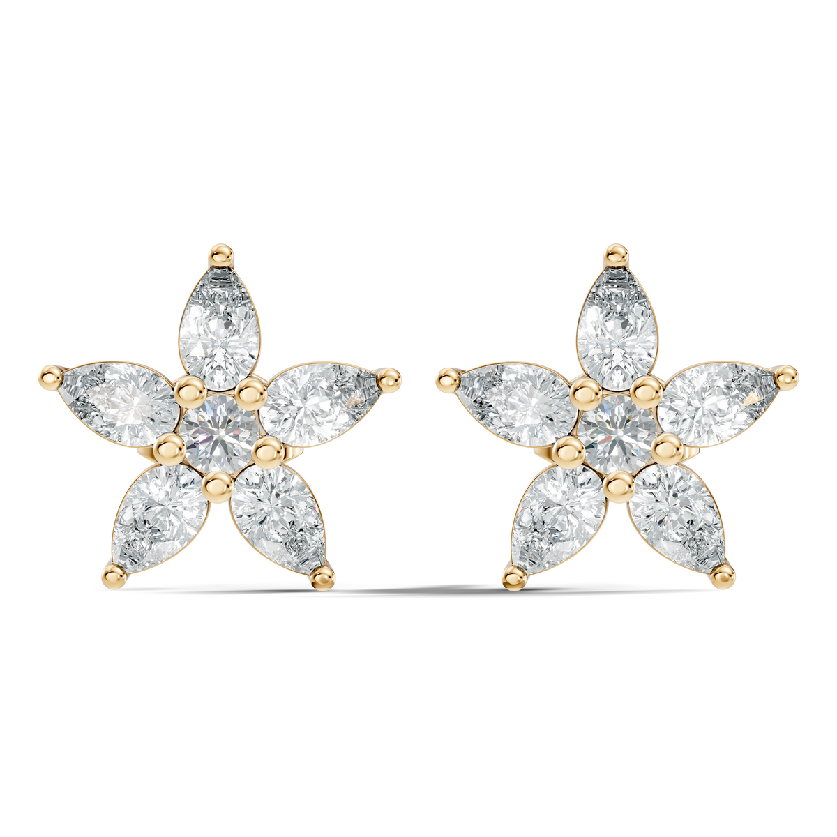 Round & Pear Shape 1.35 Ct Lab Grown Diamond 14k Solid White Gold Elegance New One Diamond Earrings - HIGHCARAT DIAMONDS
