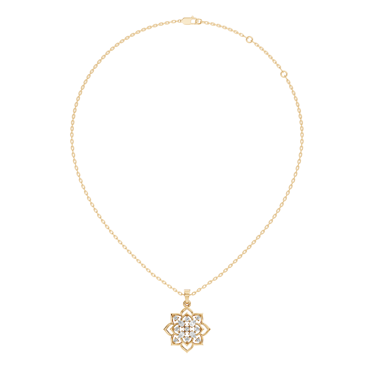 Vintage Inspired 14K Gold Pear Cut Diamond Necklace Pendant Anniversary Gift For Her - HIGHCARAT DIAMONDS