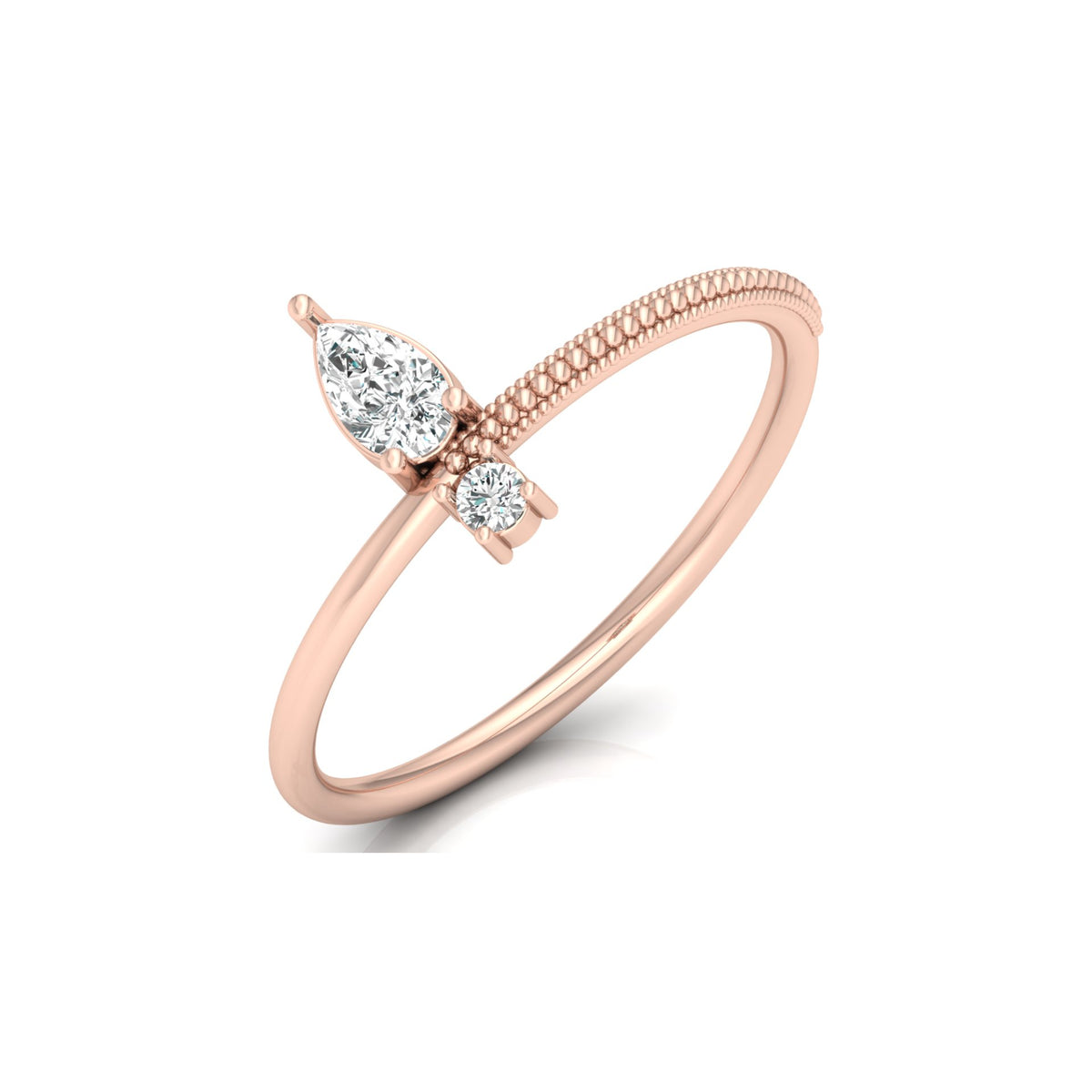 Round & Pear Cut Lab-Grown Diamond Promise Ring - HIGHCARAT DIAMONDS