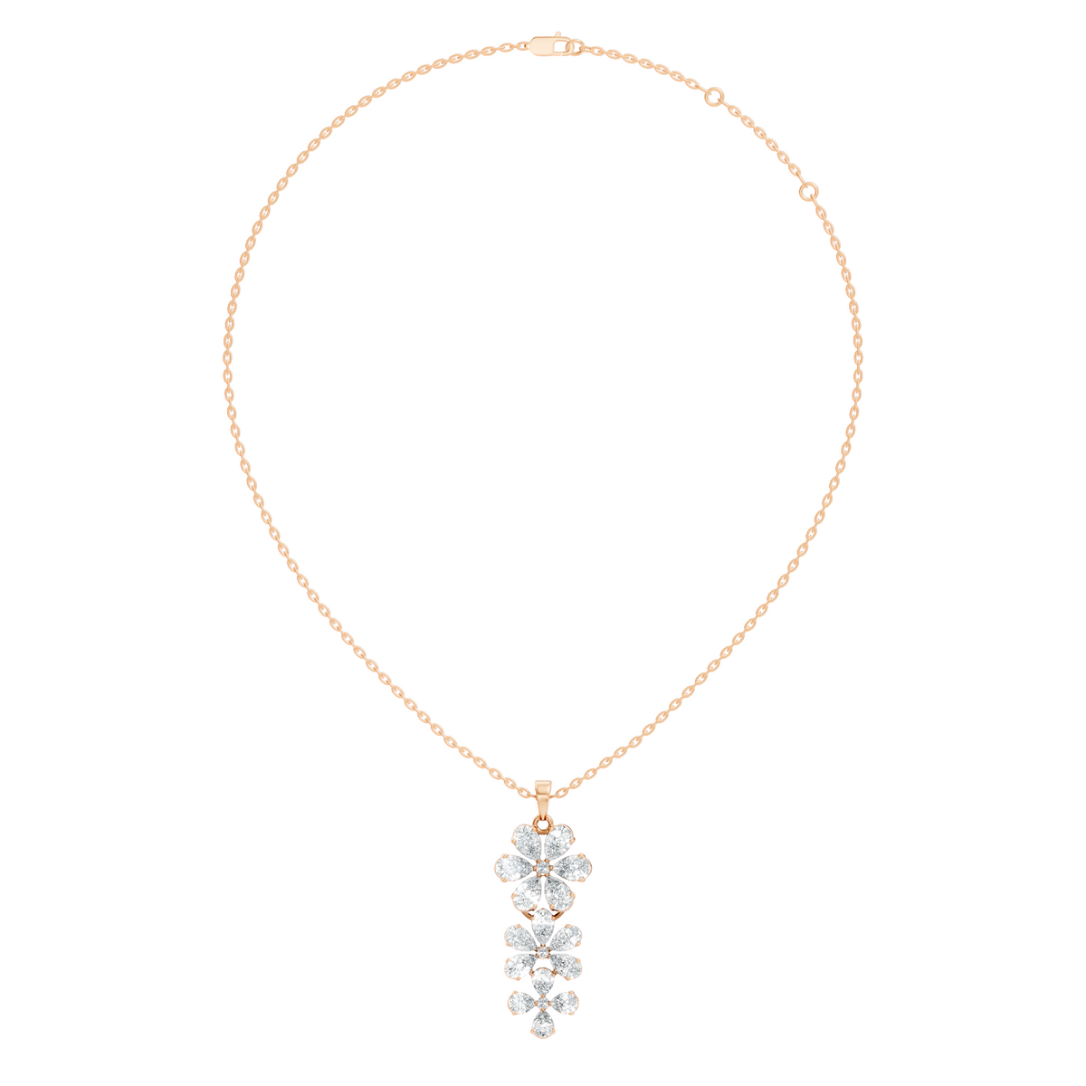 4.13 Ct Round & Pear Shape Lab Grow Diamond Classic New Vintage Style Diamond Pendant For Her - HIGHCARAT DIAMONDS