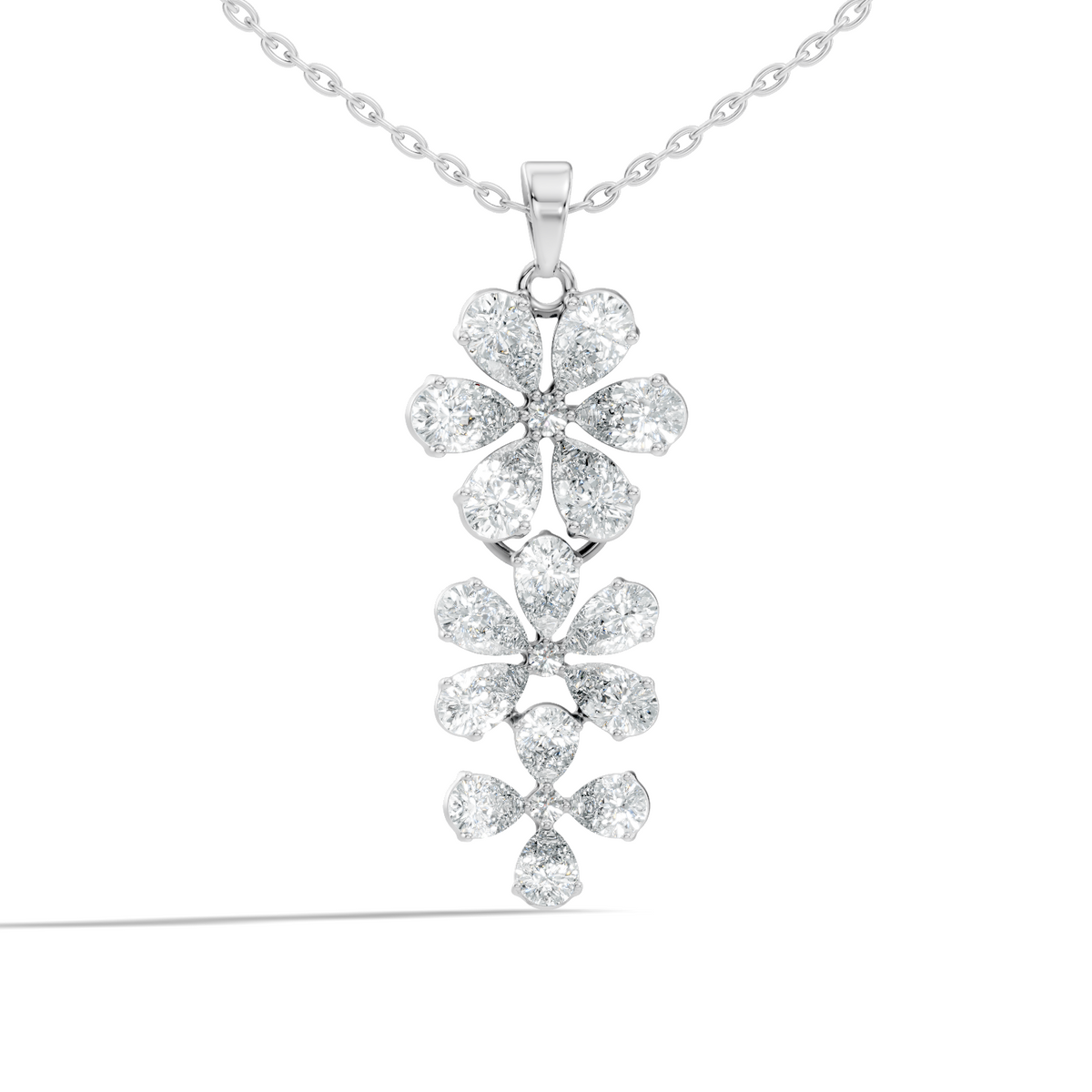 4.13 Ct Round & Pear Shape Lab Grow Diamond Classic New Vintage Style Diamond Pendant For Her - HIGHCARAT DIAMONDS