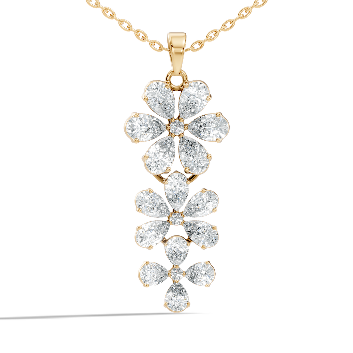 4.13 Ct Round & Pear Shape Lab Grow Diamond Classic New Vintage Style Diamond Pendant For Her - HIGHCARAT DIAMONDS