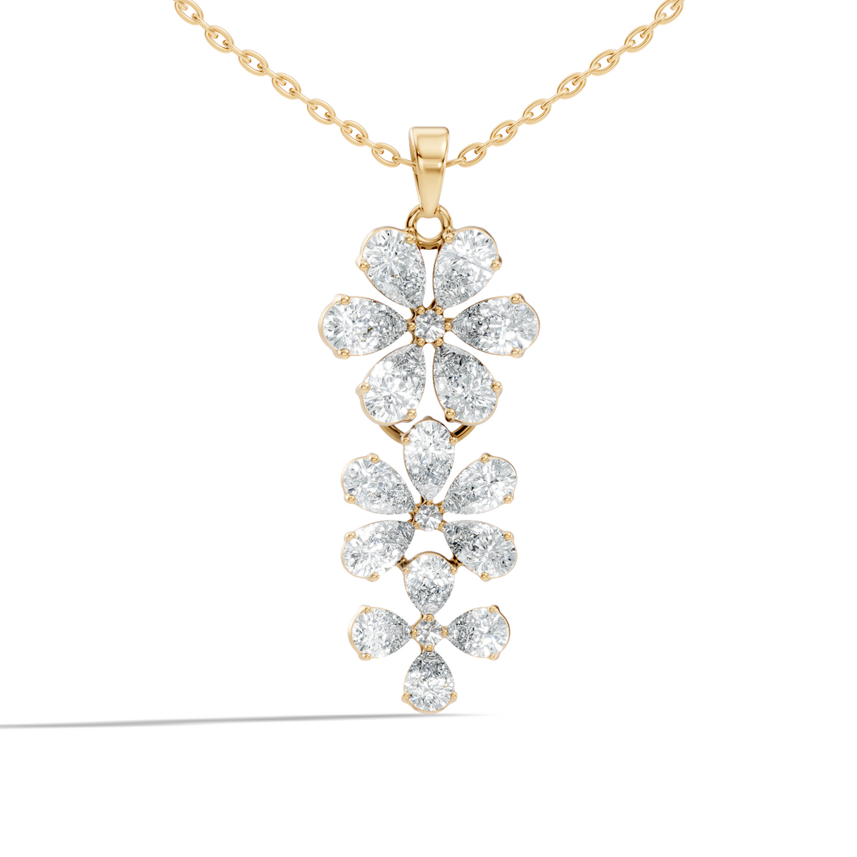 4.13 Ct Round & Pear Shape Lab Grow Diamond Classic New Vintage Style Diamond Pendant For Her - HIGHCARAT DIAMONDS
