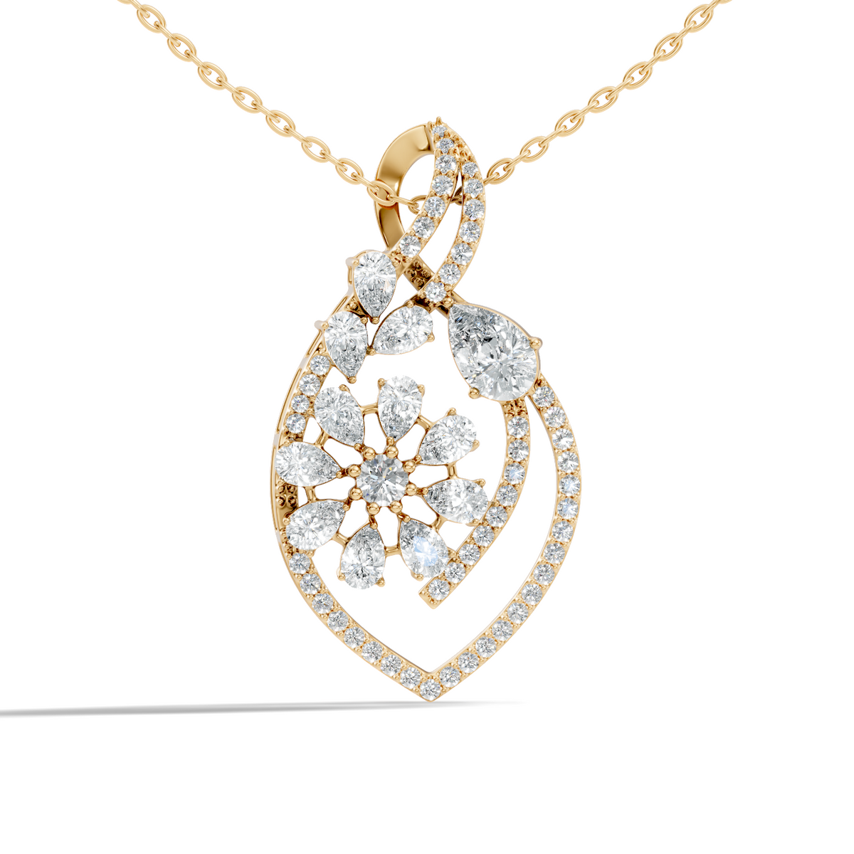 Round And Pear Cut  2.20 Ct Labgrown Diamond Pendant Vintage Jewelry Gift For Women - HIGHCARAT DIAMONDS