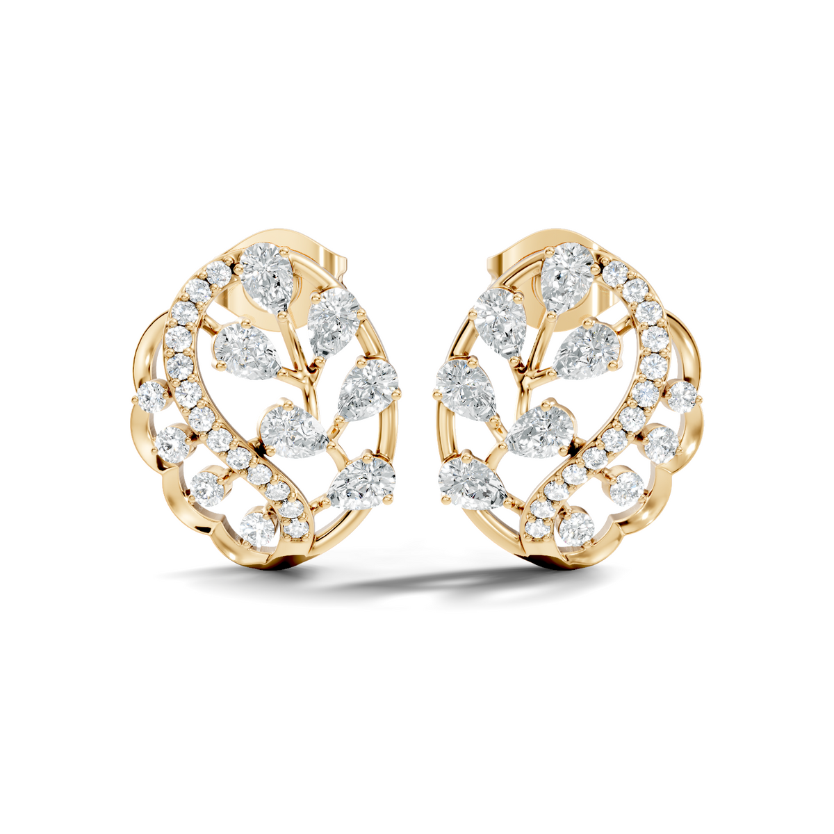 Round And Pear Shape 1.79 Ct Lab Grown & Natural Diamond Women Earrings - HIGHCARAT DIAMONDS