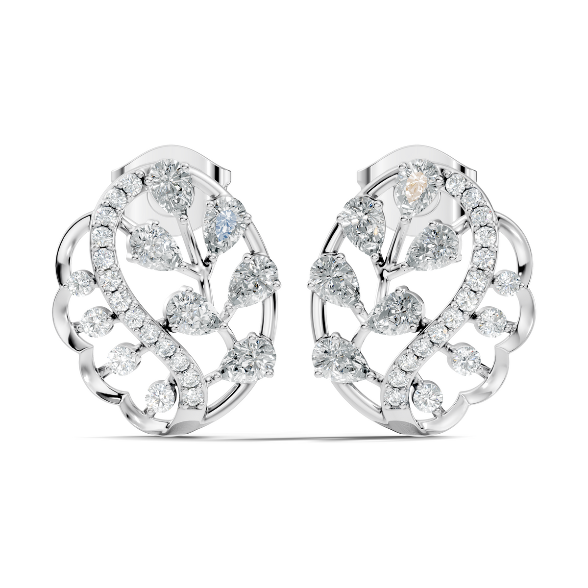 Round And Pear Shape 1.79 Ct Lab Grown & Natural Diamond Women Earrings - HIGHCARAT DIAMONDS