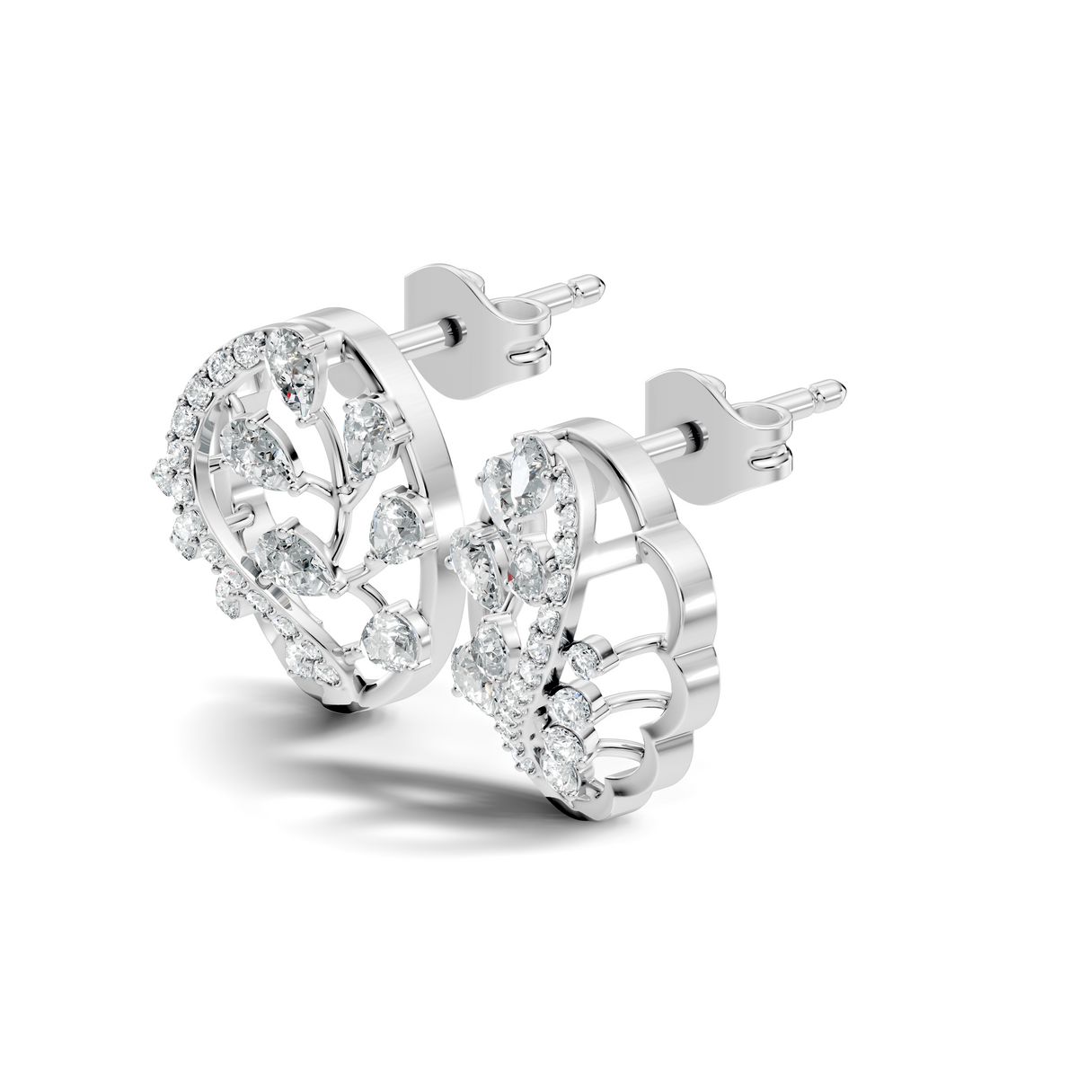 Round And Pear Shape 1.79 Ct Lab Grown & Natural Diamond Women Earrings - HIGHCARAT DIAMONDS