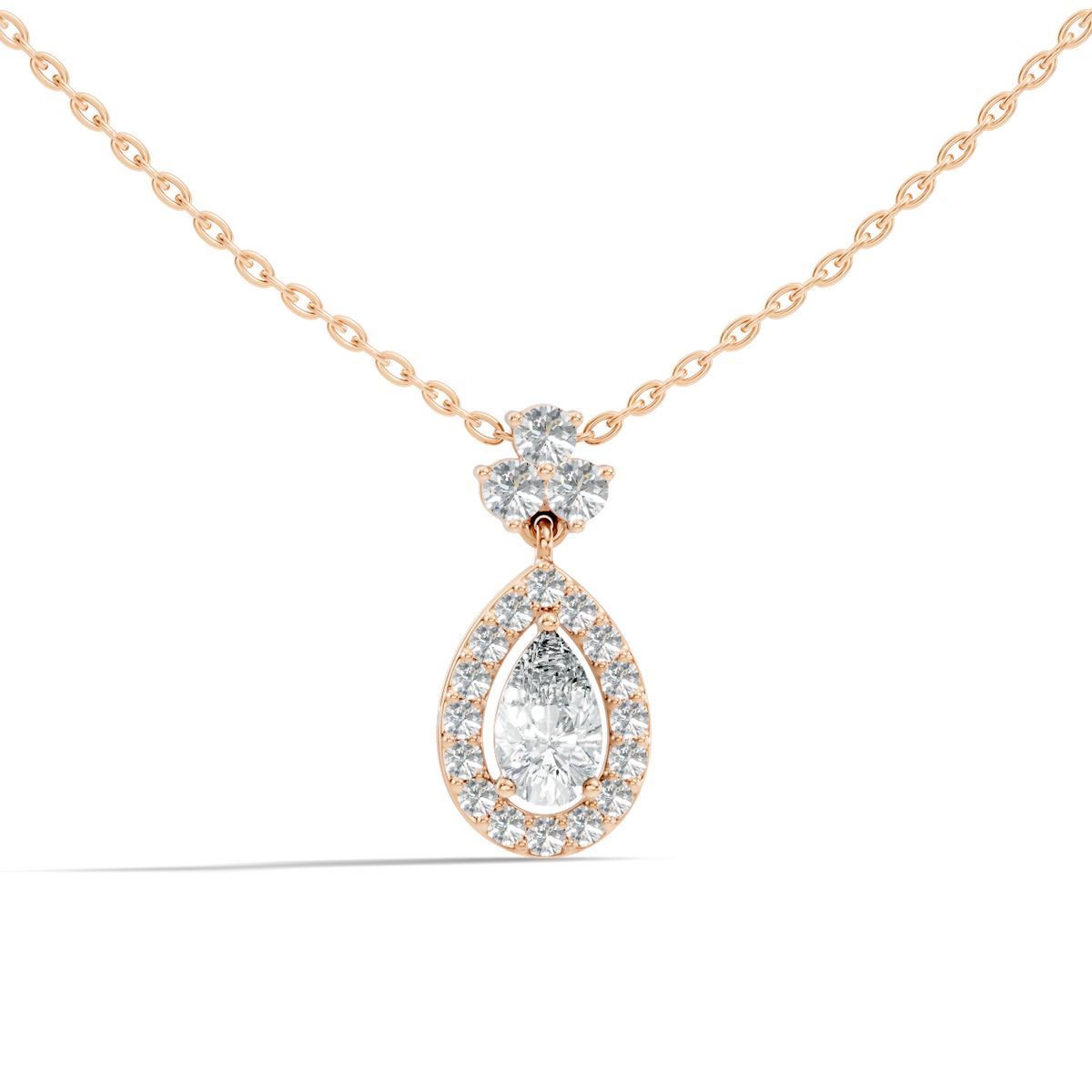 Labgrown Pear Or Round Diamond Sparkling Pendant Halo Diamond Teardrop pendant perfect Anniversary Gift For Women's - HIGHCARAT DIAMONDS