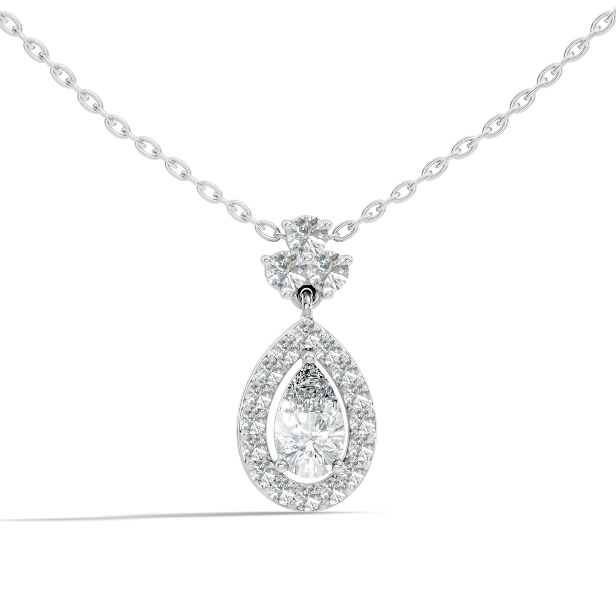 Labgrown Pear Or Round Diamond Sparkling Pendant Halo Diamond Teardrop pendant perfect Anniversary Gift For Women's - HIGHCARAT DIAMONDS