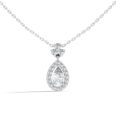 Labgrown Pear Or Round Diamond Sparkling Pendant Halo Diamond Teardrop pendant perfect Anniversary Gift For Women's - HIGHCARAT DIAMONDS