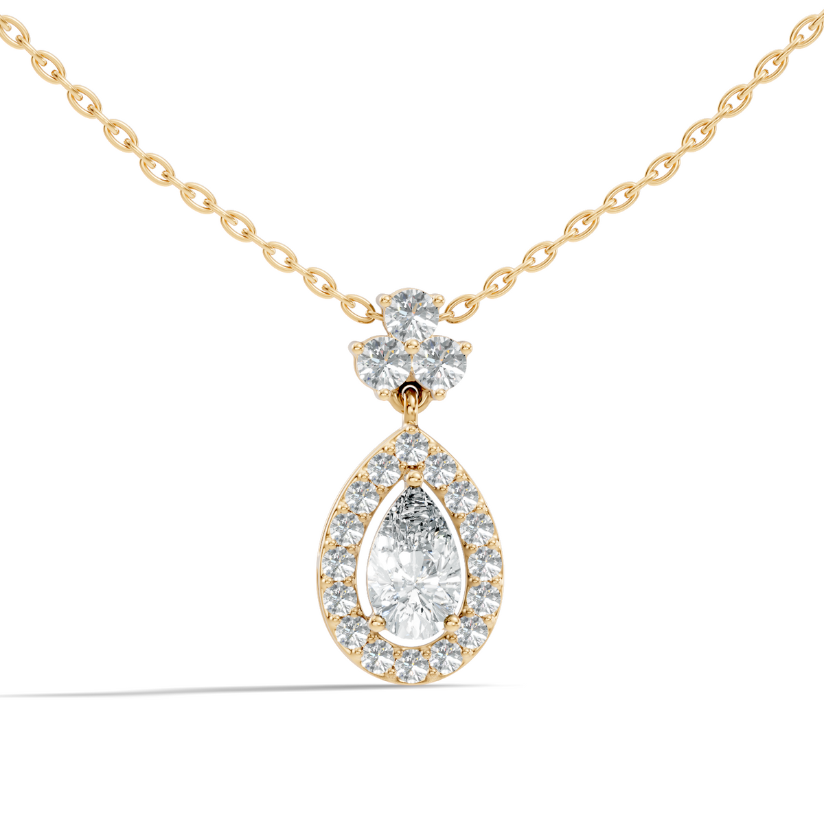 Labgrown Pear Or Round Diamond Sparkling Pendant Halo Diamond Teardrop pendant perfect Anniversary Gift For Women's - HIGHCARAT DIAMONDS