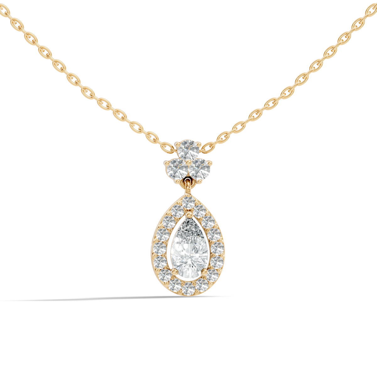 Labgrown Pear Or Round Diamond Sparkling Pendant Halo Diamond Teardrop pendant perfect Anniversary Gift For Women's - HIGHCARAT DIAMONDS