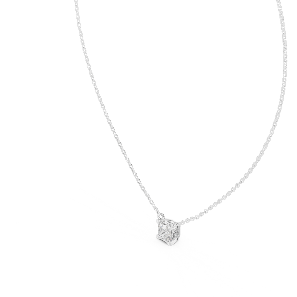 Solitaire Princess Cut Langrown Sparkling Diamond Pendant For Her In 14K Solid Gold - HIGHCARAT DIAMONDS