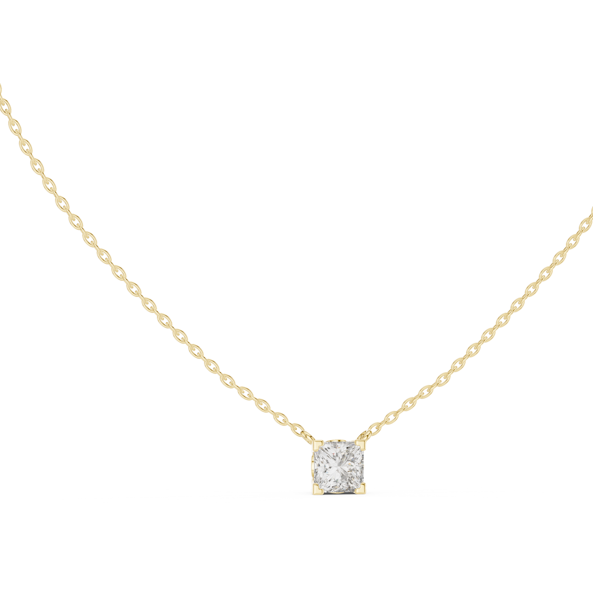 Solitaire Princess Cut Langrown Sparkling Diamond Pendant For Her In 14K Solid Gold - HIGHCARAT DIAMONDS