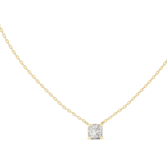 Round Prong Set Lab Grown Diamond Solitaire Pendant in White Gold Front View