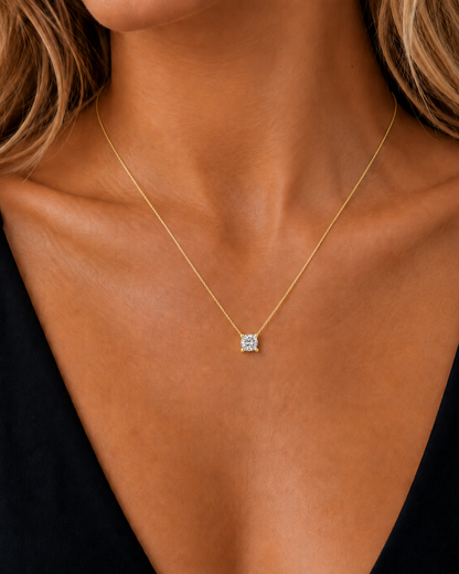 Round Prong Set Lab grown White Gold Solitaire Diamond Pendant - HIGHCARAT DIAMONDS
