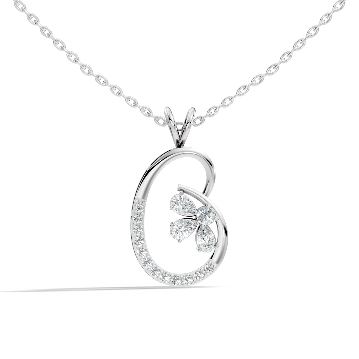 Lab-Grown Diamond Butterfly Cut Pendant 14K Rose Gold Necklace Elegant Jewelry - HIGHCARAT DIAMONDS