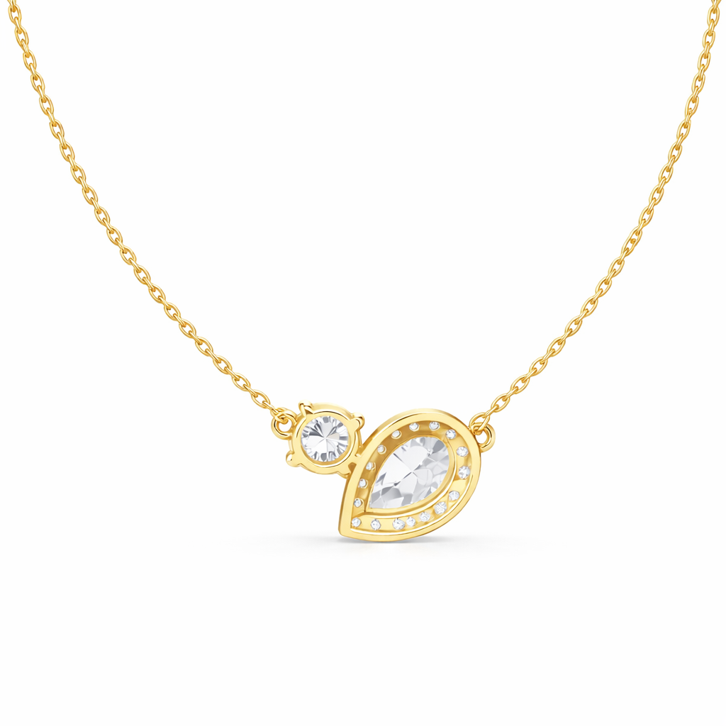 Round & Pear Shape 2.71 Ct 14k Solid Rose Gold Shinning New Classic Diamond Pendant For Her - HIGHCARAT DIAMONDS