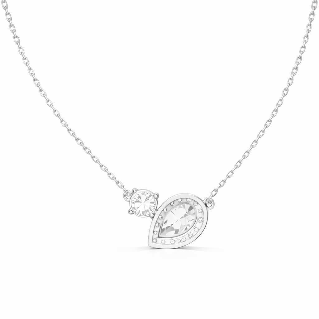 Round & Pear Shape 2.71 Ct 14k Solid Rose Gold Shinning New Classic Diamond Pendant For Her - HIGHCARAT DIAMONDS