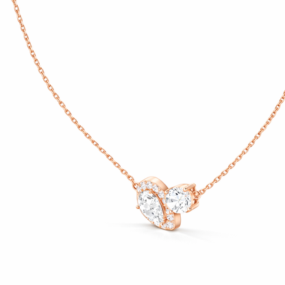 Round & Pear Shape 2.71 Ct 14k Solid Rose Gold Shinning New Classic Diamond Pendant For Her - HIGHCARAT DIAMONDS