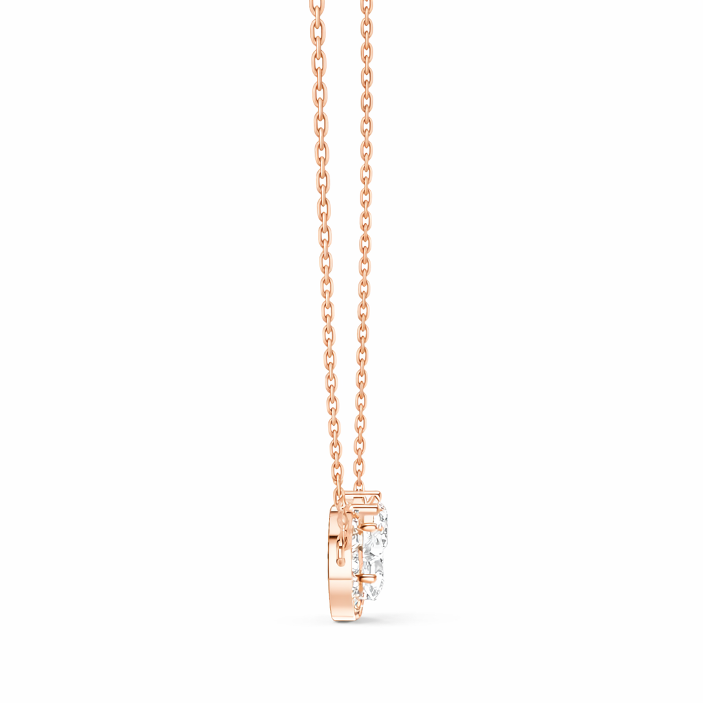 Round & Pear Shape 2.71 Ct 14k Solid Rose Gold Shinning New Classic Diamond Pendant For Her - HIGHCARAT DIAMONDS