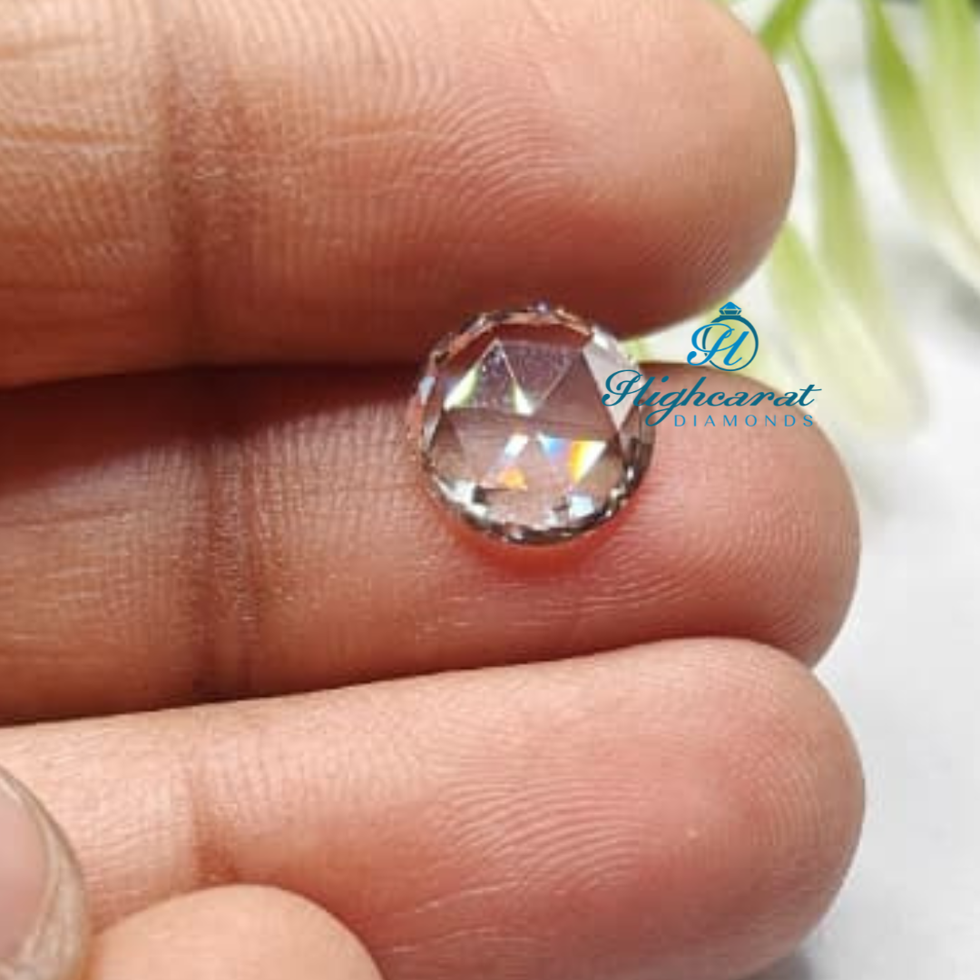 Loose Round Rose Cut Diamond showcasing broad facets and polished finish