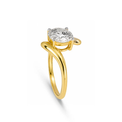 Round Rose Cut Lab Grown Diamond Custom Pet Image Ring - HIGHCARAT DIAMONDS