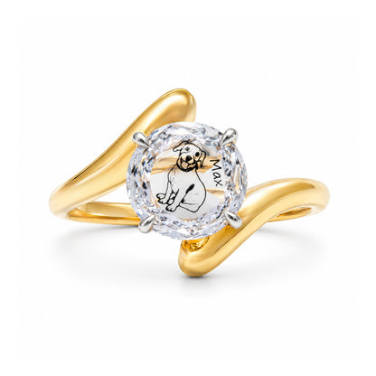 Round Rose Cut Lab Grown Diamond Custom Pet Image Ring - HIGHCARAT DIAMONDS