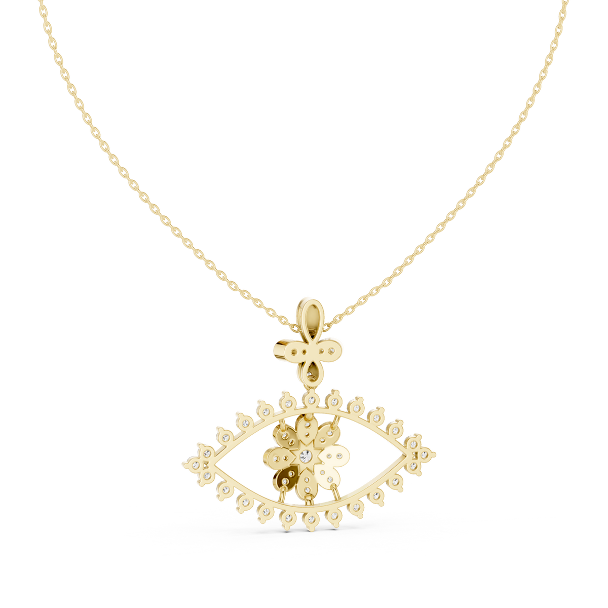 Round Cut Eyes Shape 18k Solid Gold Every Shiny Wear Diamond Pendant For Her - HIGHCARAT DIAMONDS