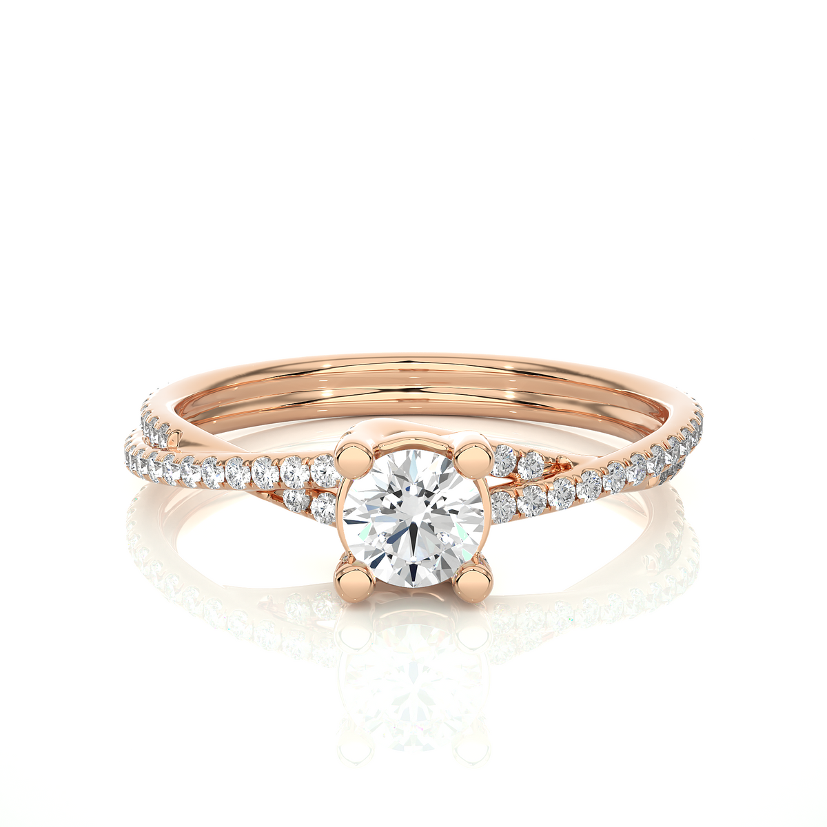 Round Shape Lab Grown Diamond Colorless 14K Solid Gold Ring Gift For Her Birthday - HIGHCARAT DIAMONDS