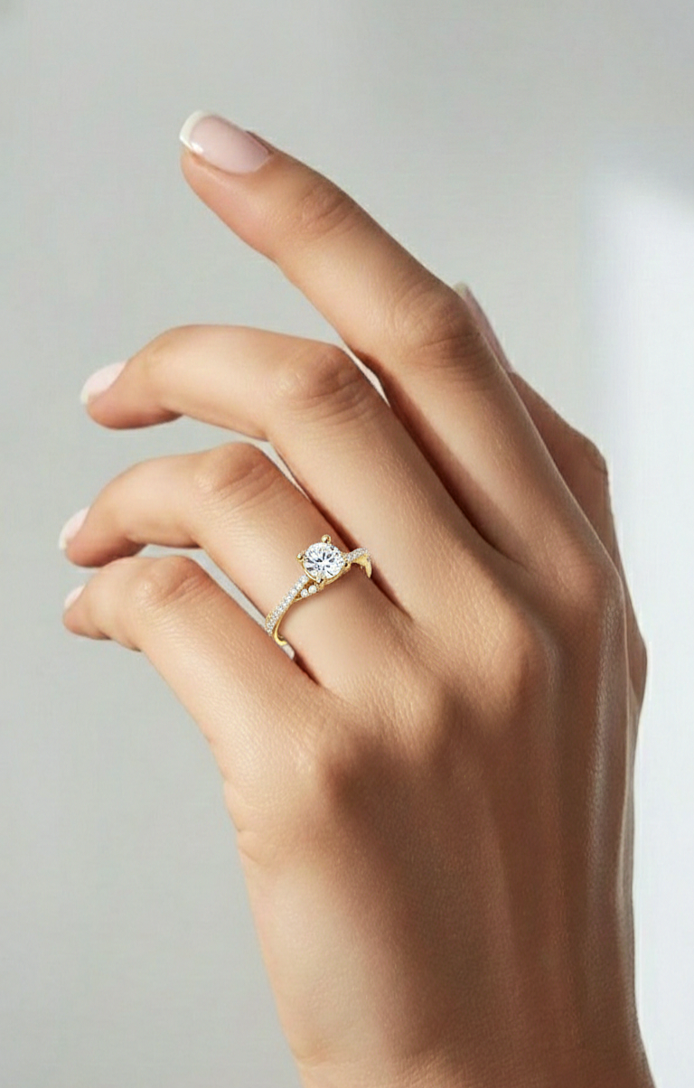 Round Shape Lab Grown Diamond Colorless 14K Solid Gold Ring Gift For Her Birthday - HIGHCARAT DIAMONDS #wearthelook