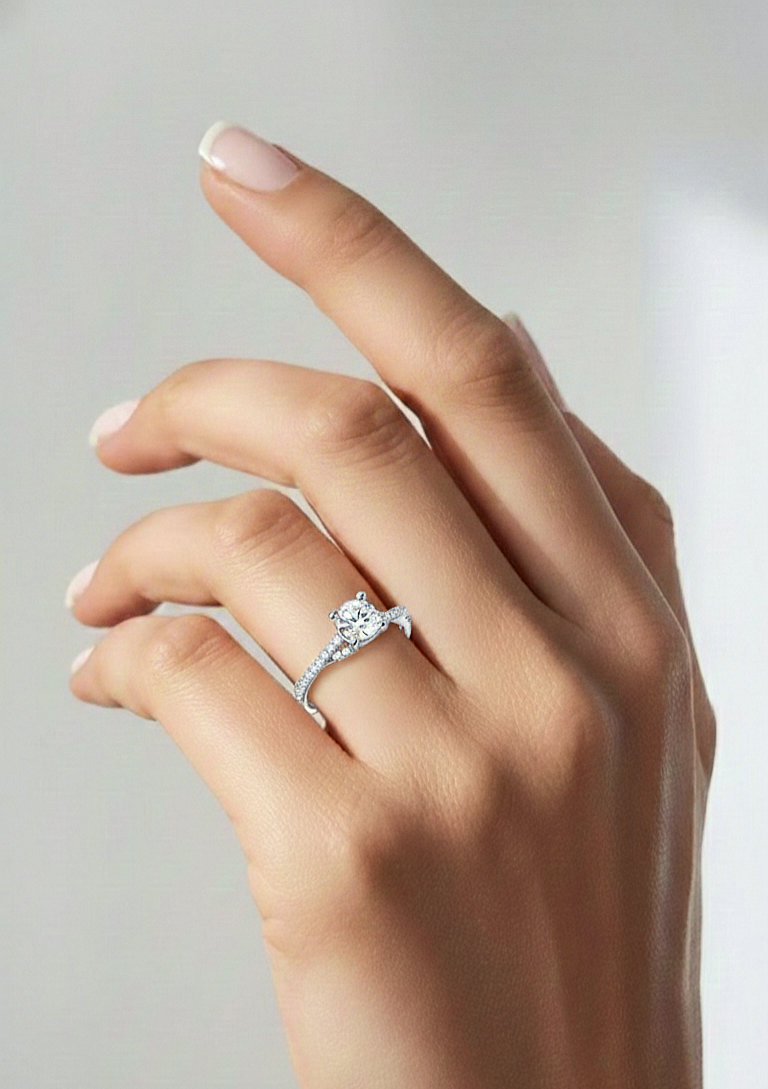 Round Shape Lab Grown Diamond Colorless 14K Solid Gold Ring Gift For Her Birthday - HIGHCARAT DIAMONDS #wearthelook