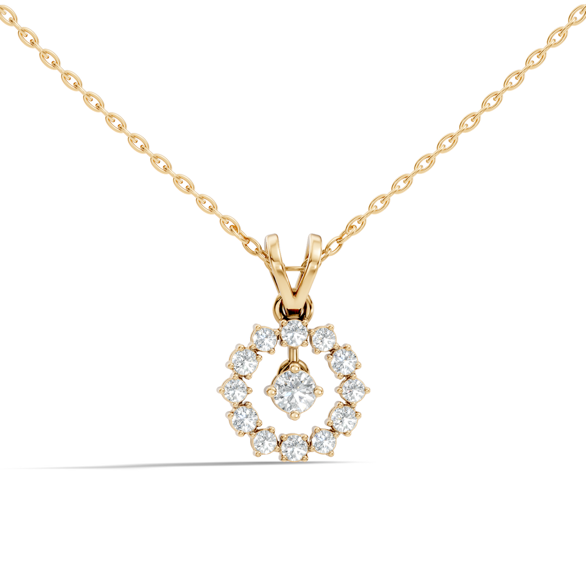 Stunning 0.38 Ct Round Diamond Charm Pendant 18K White Gold Jewelry For Women - HIGHCARAT DIAMONDS