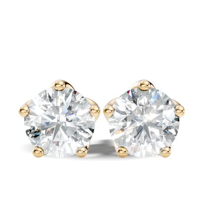Vintage Solitaire Earrings featuring round lab grown diamonds
