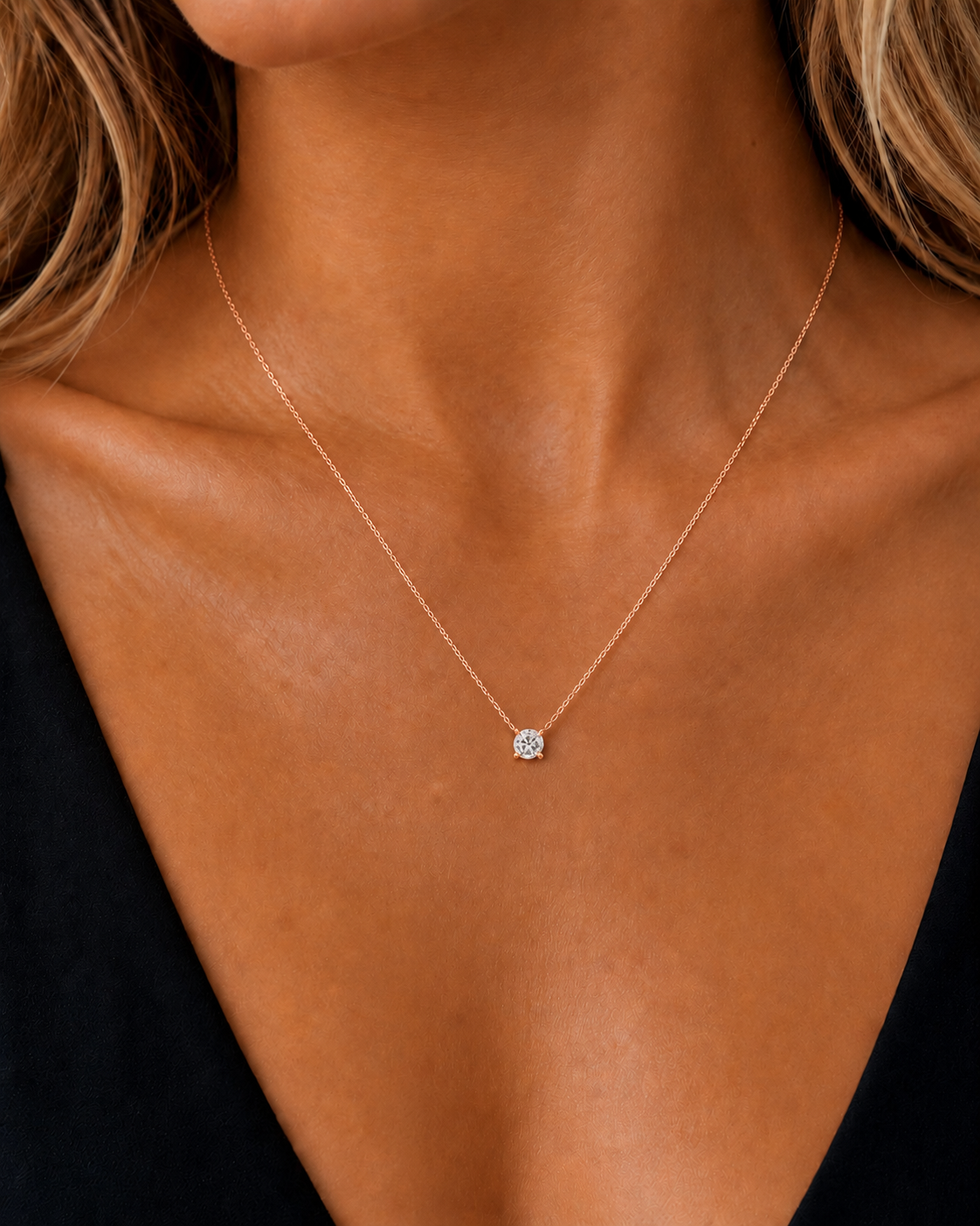 Round Shape Solitaire Lab-Grown One Stone Diamond Pendant - HIGHCARAT DIAMONDS