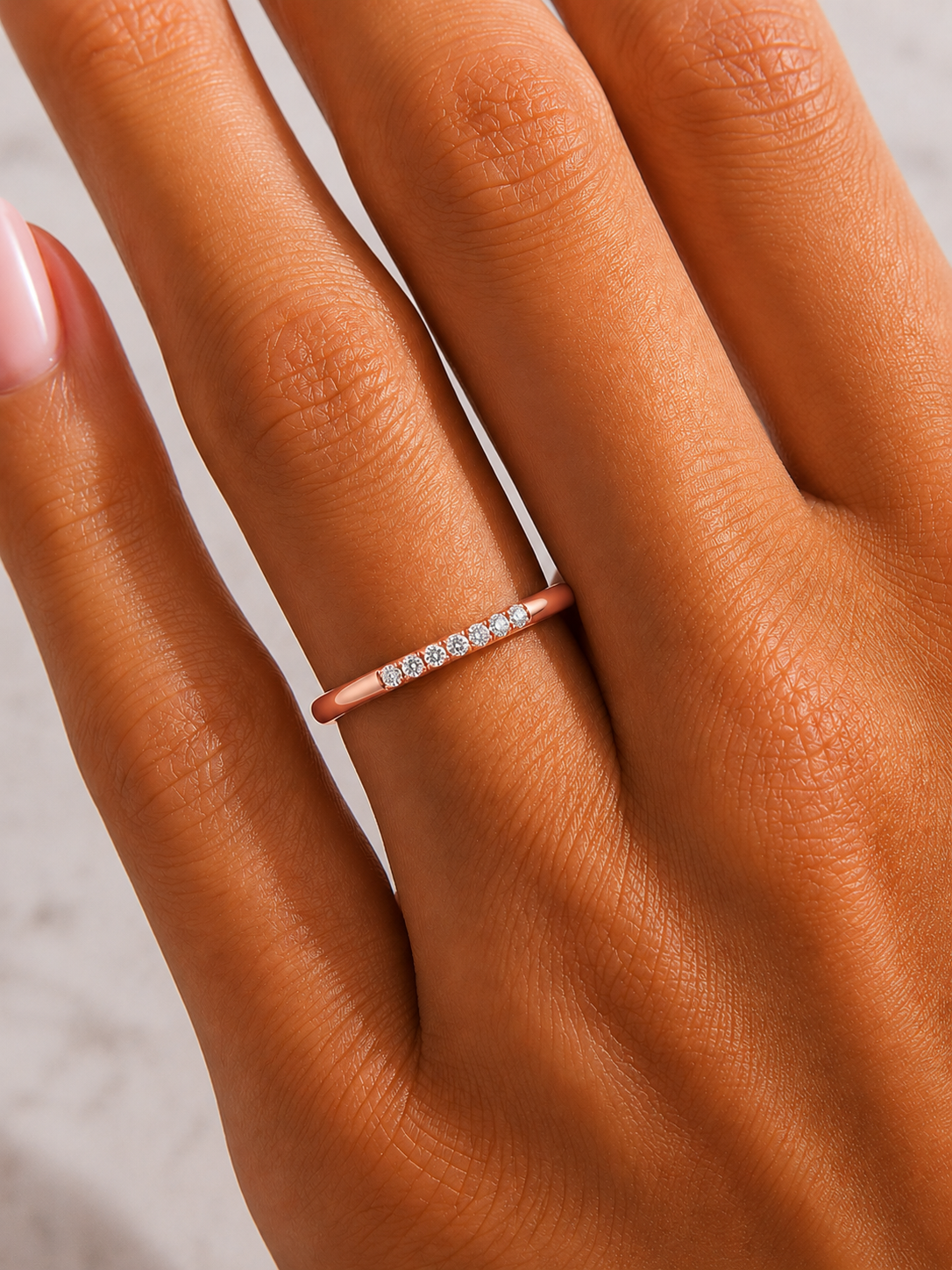 Round Shaped Lab grown And Natural Diamond Unique Minimalist  Band Ring For Women's - HIGHCARAT DIAMONDS