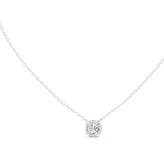 Round Rose Gold Solitaire Diamond Pendant Side Angle View
