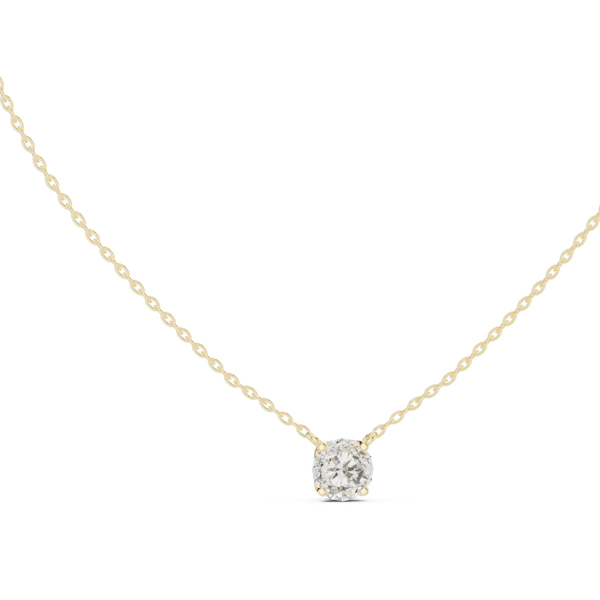 Round Shape Labgrown Pendant Dainty Solitaire Necklace For Women In 14K Gold - HIGHCARAT DIAMONDS