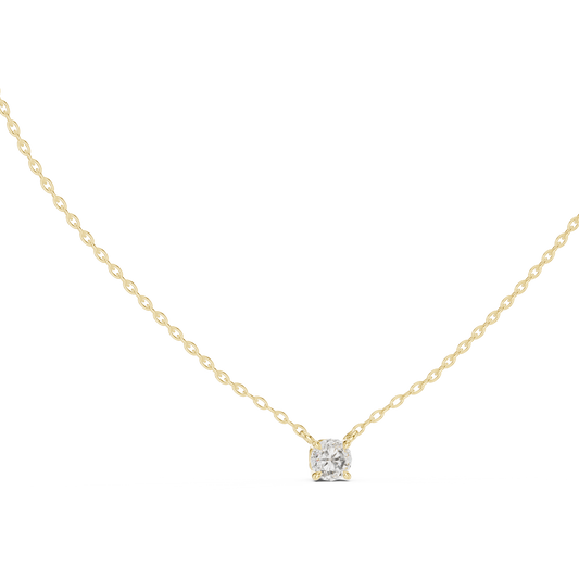 Round Solitaire Lab Grown Four Prong Set Diamond Pendant Front View