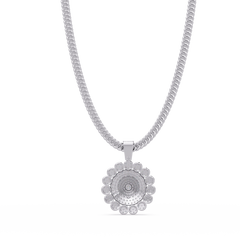 Round Sunburst Lab Grown Diamond Pendant With Cuban Link Chain - HIGHCARAT DIAMONDS