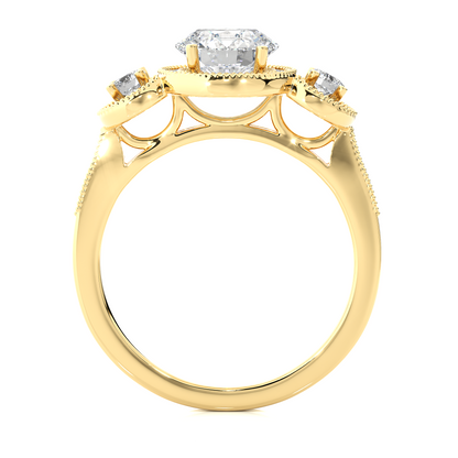 Round Cut Three Stone 14k Yellow Gold  Lab Grown  Diamond High Quality Certified Trilogy Diamond Ring - HIGHCARAT DIAMONDS