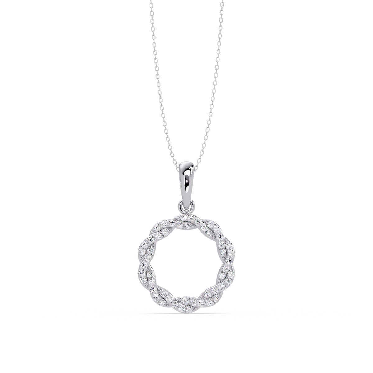 Round Twisted Lab Grown Diamond Circle Pendant Necklace - HIGHCARAT DIAMONDS