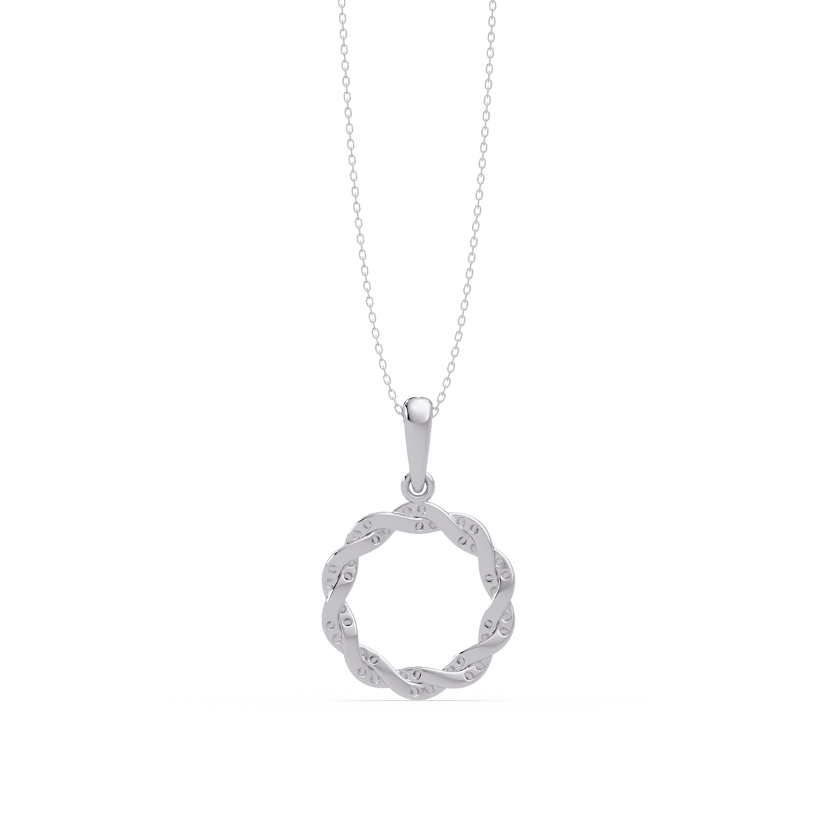 Round Twisted Lab Grown Diamond Circle Pendant Necklace - HIGHCARAT DIAMONDS