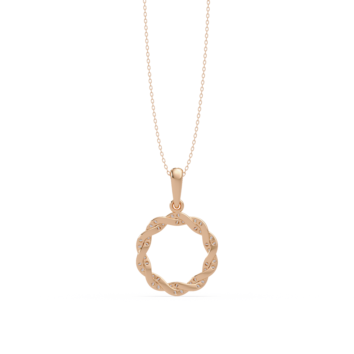 Round Twisted Lab Grown Diamond Circle Pendant Necklace - HIGHCARAT DIAMONDS