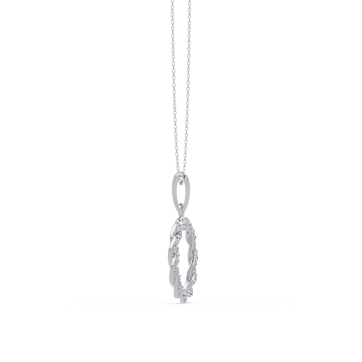 Round Twisted Lab Grown Diamond Circle Pendant Necklace - HIGHCARAT DIAMONDS