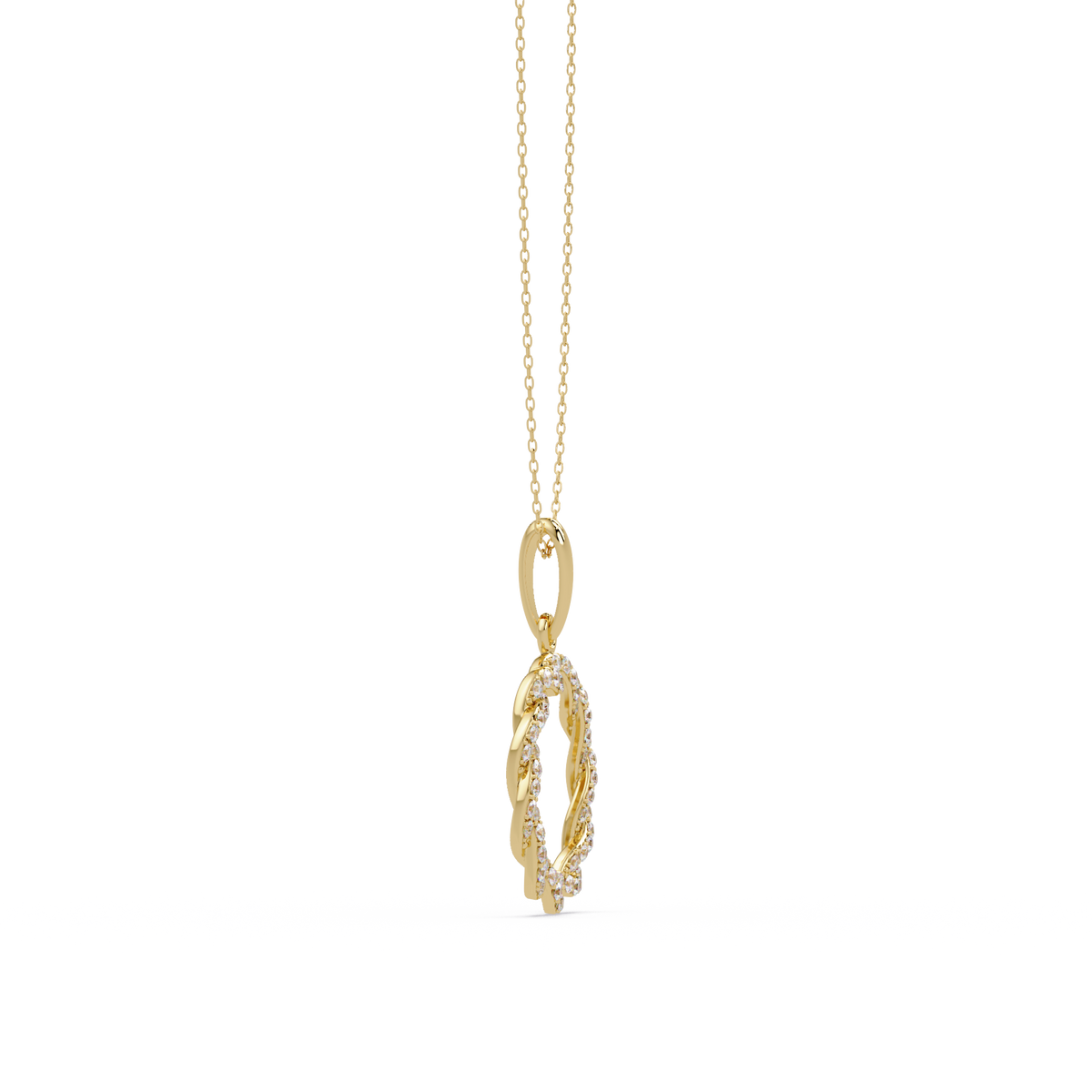 Round Twisted Lab Grown Diamond Circle Pendant Necklace - HIGHCARAT DIAMONDS