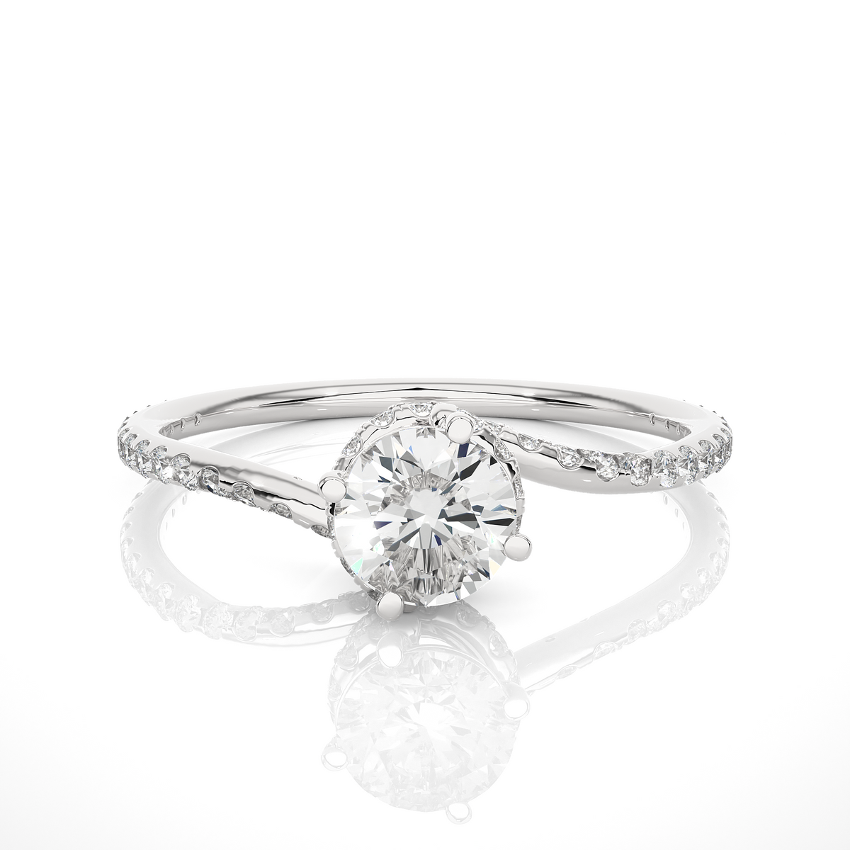 Round Twisted Shank Lab Grown Diamond Engagement Ring - HIGHCARAT DIAMONDS