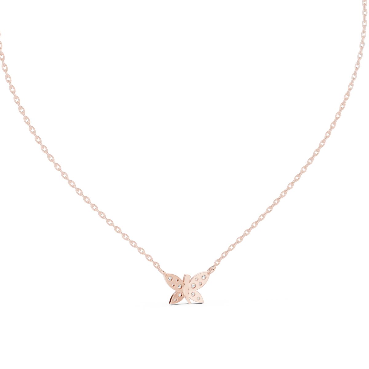 Butterfly Shape 14k Solid Gold Round Cut Lab Grown-Natural Diamond Pendant For Her - HIGHCARAT DIAMONDS