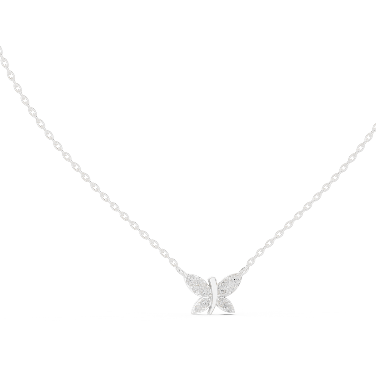 Butterfly Shape 14k Solid Gold Round Cut Lab Grown-Natural Diamond Pendant For Her - HIGHCARAT DIAMONDS